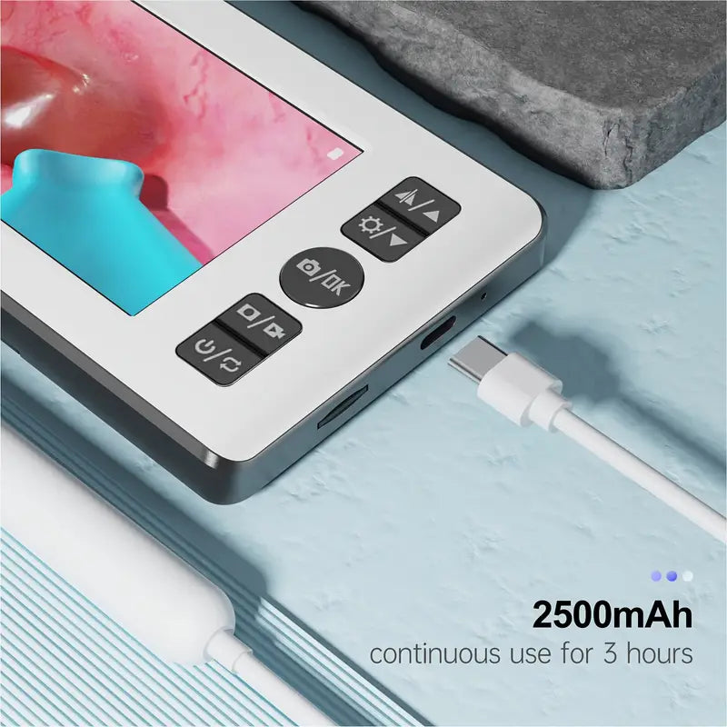 Medical-Grade Ear, Nose, Throat Endoscope with 4.3” HD Display & 3.5mm HD Portable Camera - with USB/Powersource Compatibility, Real-Time Visual Inspection for ENT Diagnosis, Ear Cleaning, Nasal/Sinus Procedures
