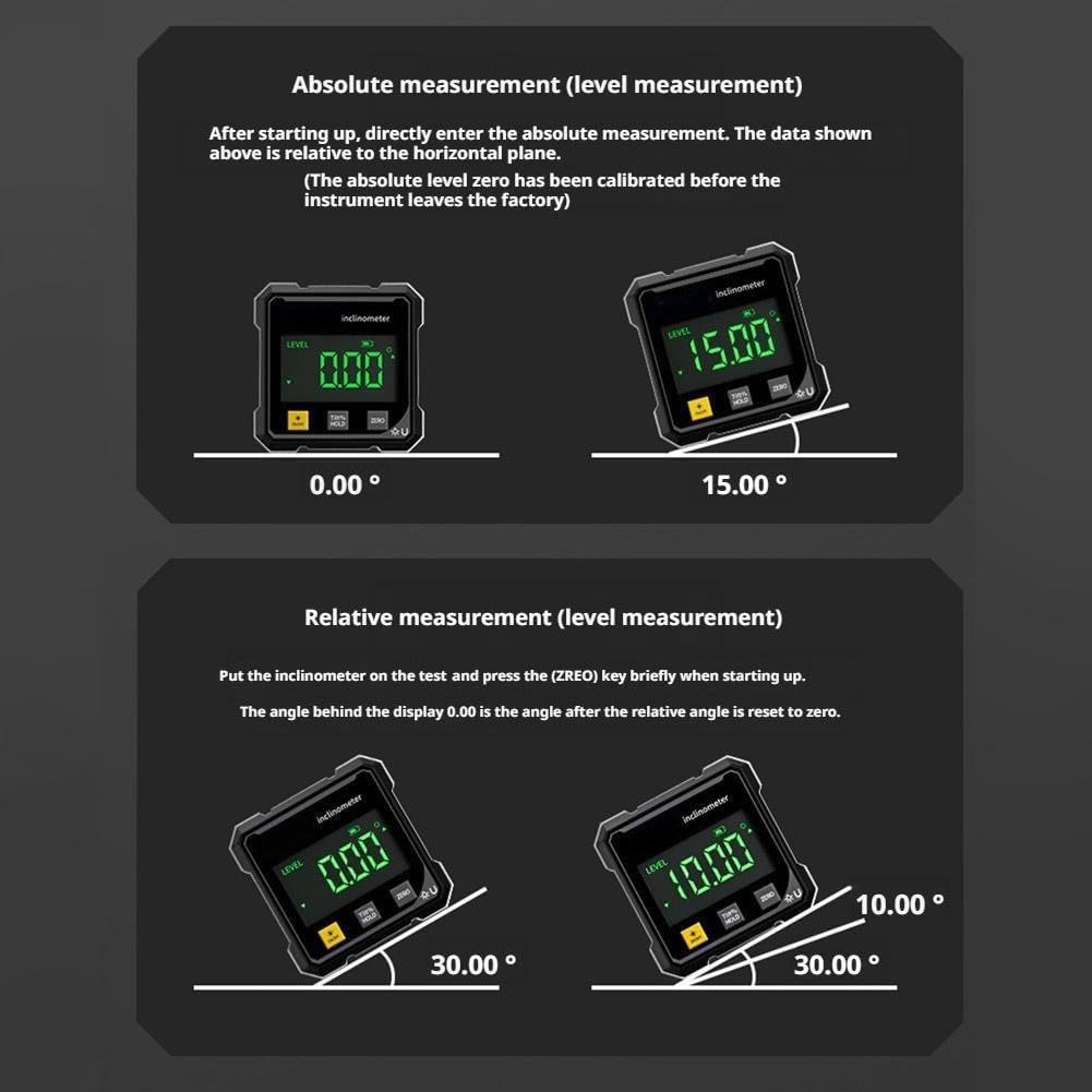 Digital Angle Finder with Electronic Laser - 4-Side Strong Magnetic Angle Gauge, Magnetic Electronic Level Angle Finder Tool Protractor Inclinometer Woodworking Tools for Table Saw,Construction