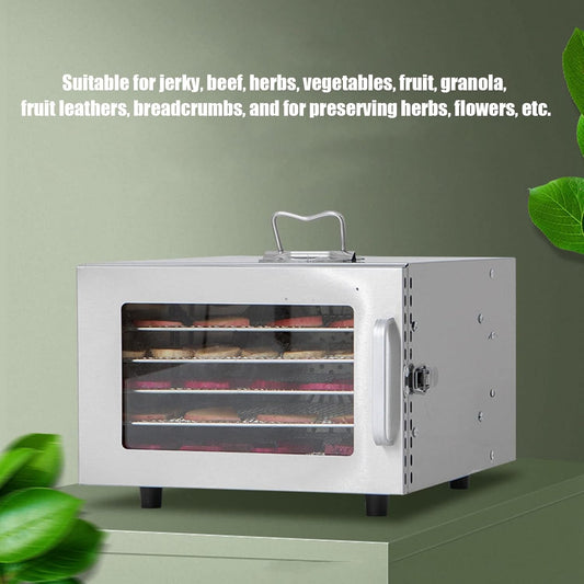 Food Dehydrator, 400W 6 Trays Electric Food Dryer Machine with 35-90℃ Temperature Control Dehydrator Machine for Jerky Herb Meat Beef Vegetables, Stainless Steel