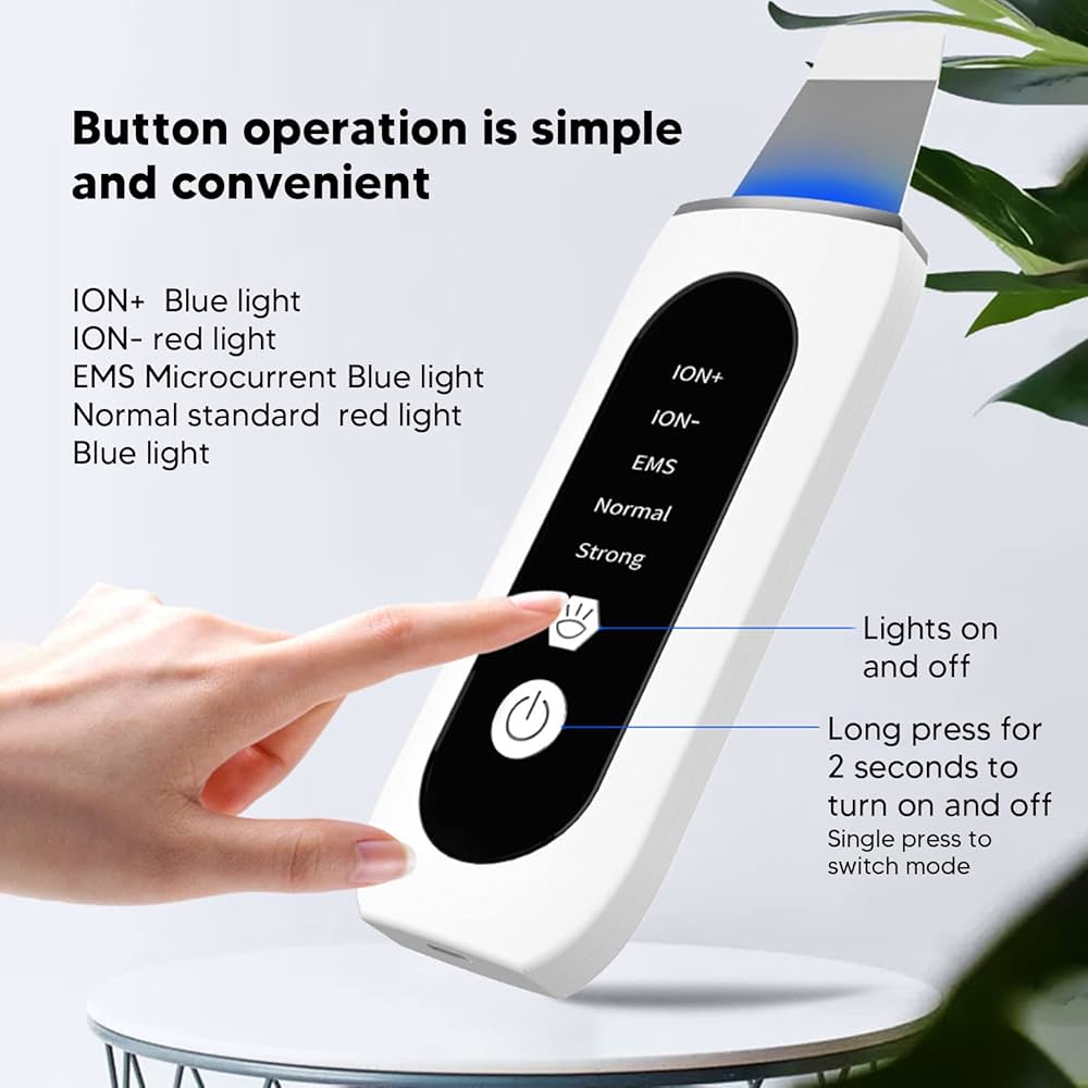 Spatula Face Skin Scrubber, Skin Scrubber, Blackhead Removal Facial Cleanser EMS Ultrasonic Peeling Machine Skin Care Tool
