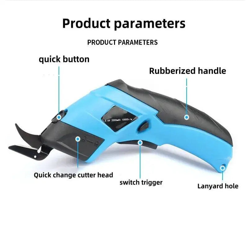 Cordles Fabric 3.6V Scissors with Replacement Cutting Blade, Rechargeable Box Cutter for Cardboard, Craft, Fabric, Carpet, Leather