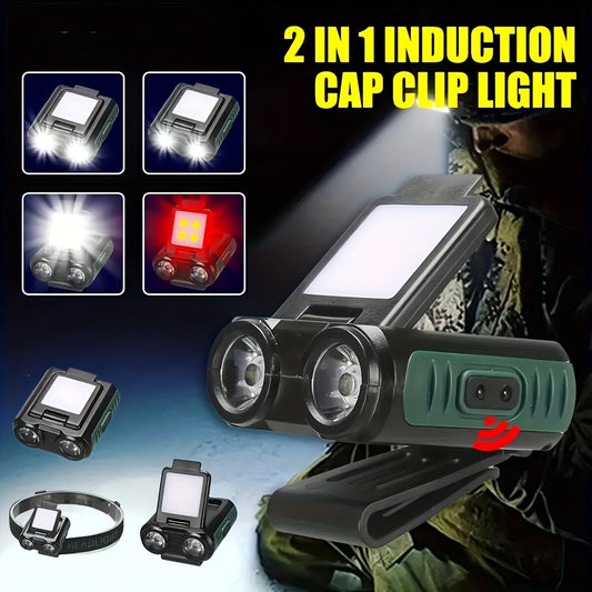 Cap-Clip on Head Lamp Headlight Hat Sensor Torch