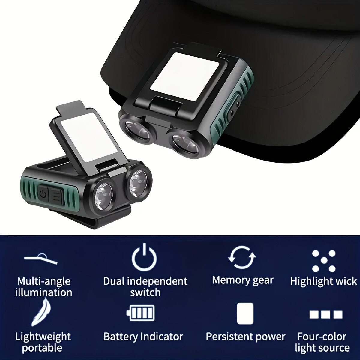 LED Rechargeable Cap-Clip on Head Lamp Headlight Hat Sensor Torch Light-Camping