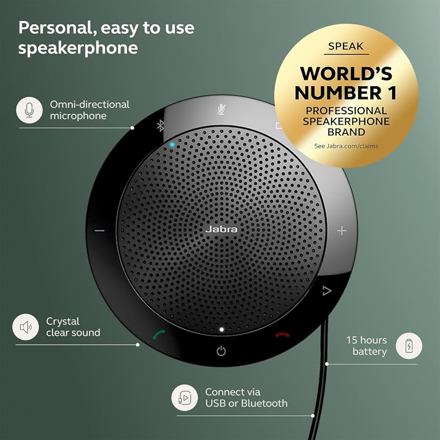 Jabra Speak 510 Portable, USB or Wireless Bluetooth Speaker