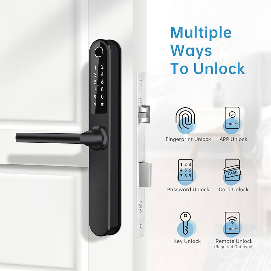 Ruveno Slim Smart Fingerprint Keyless Entry,Bluetooth Fingerprint Keypad Card Door Lock