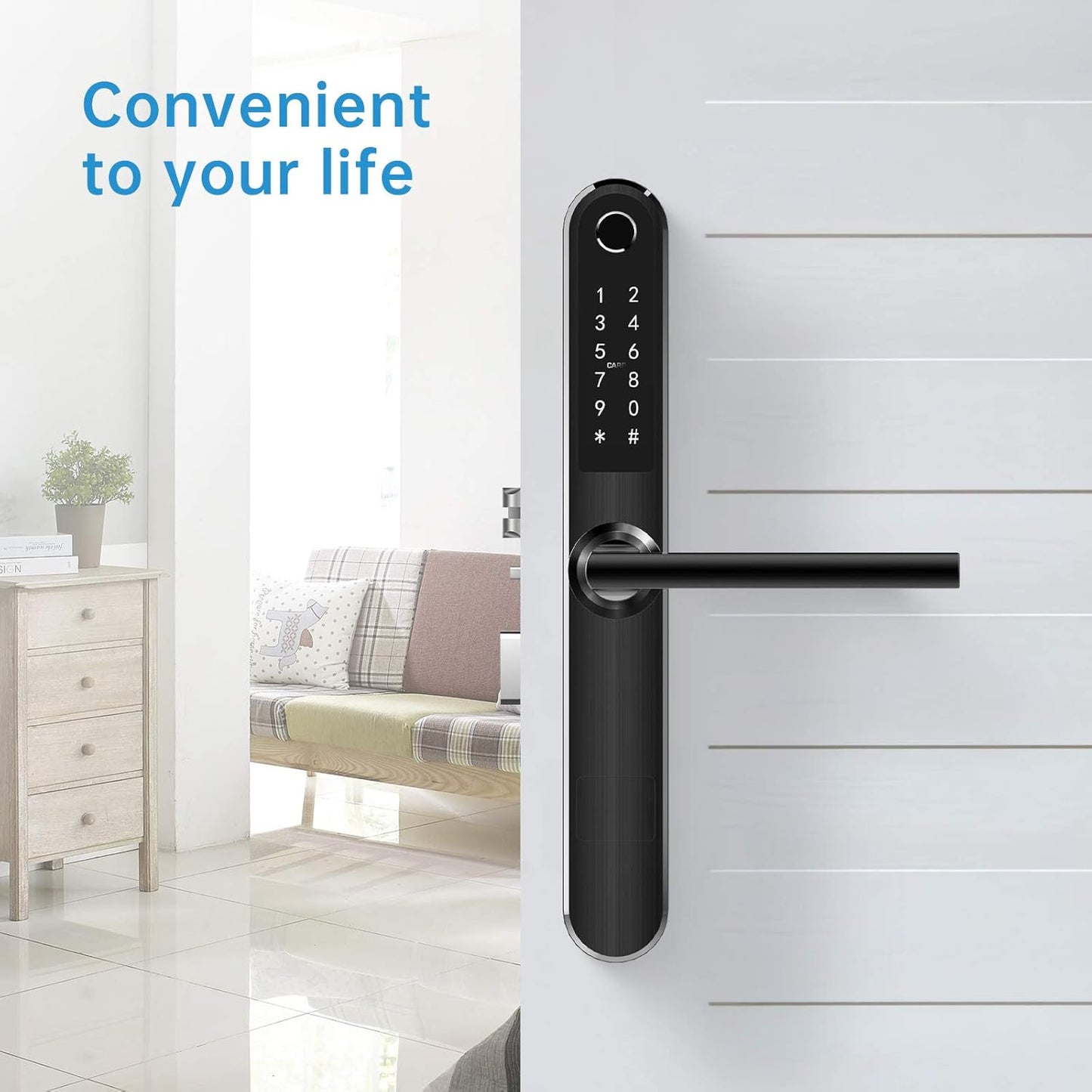 Ruveno Slim Smart Fingerprint Keyless Entry,Bluetooth Fingerprint Keypad Card Door Lock