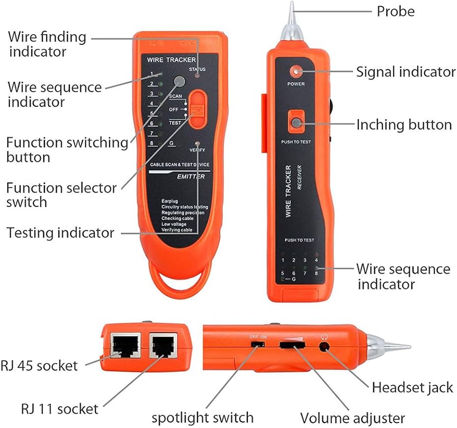 Wire Tester RJ45 RJ11 Cable Tracker Line Finder