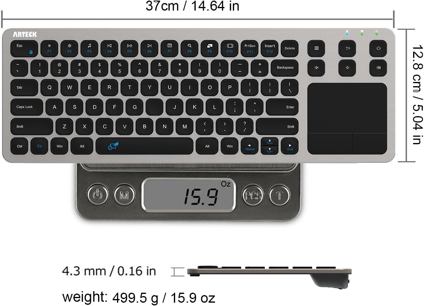 Arteck 2.4G Wireless Touch tv keyboard