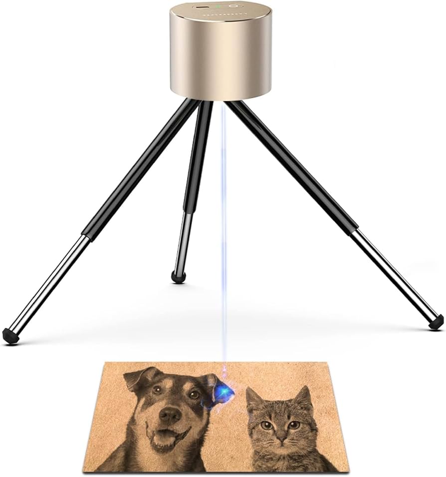 LaserPecker L1 Laser Engraving Machine, Engraving Machine, Portable Laser Engraver Device, Mini Ultralight Laser Engraving Laser Cutter for Wood Timber Leather - with Tripod (Gold)