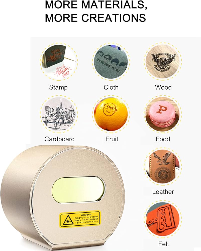 LaserPecker L1 Laser Engraving Machine, Engraving Machine, Portable Laser Engraver Device, Mini Ultralight Laser Engraving Laser Cutter for Wood Timber Leather - with Tripod (Gold)