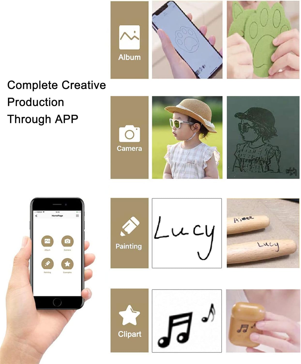 LaserPecker L1 Laser Engraving Machine, Engraving Machine, Portable Laser Engraver Device, Mini Ultralight Laser Engraving Laser Cutter for Wood Timber Leather - with Tripod (Gold)