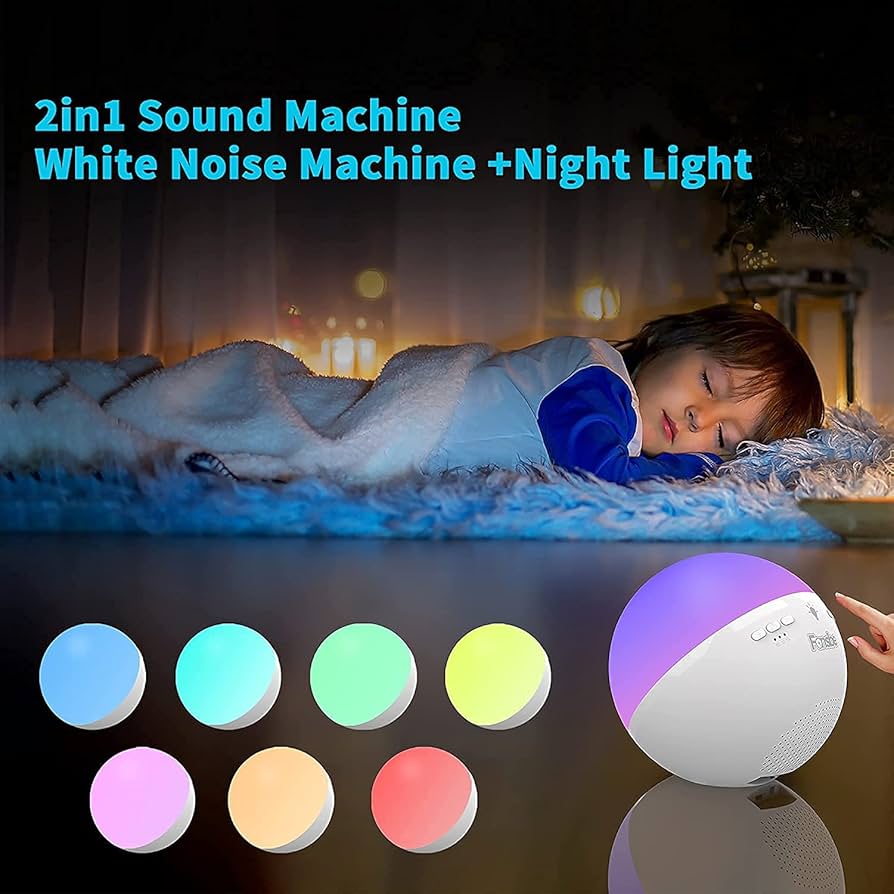 Fansbe White Noise Machine with Light, 12 Soothing Sounds