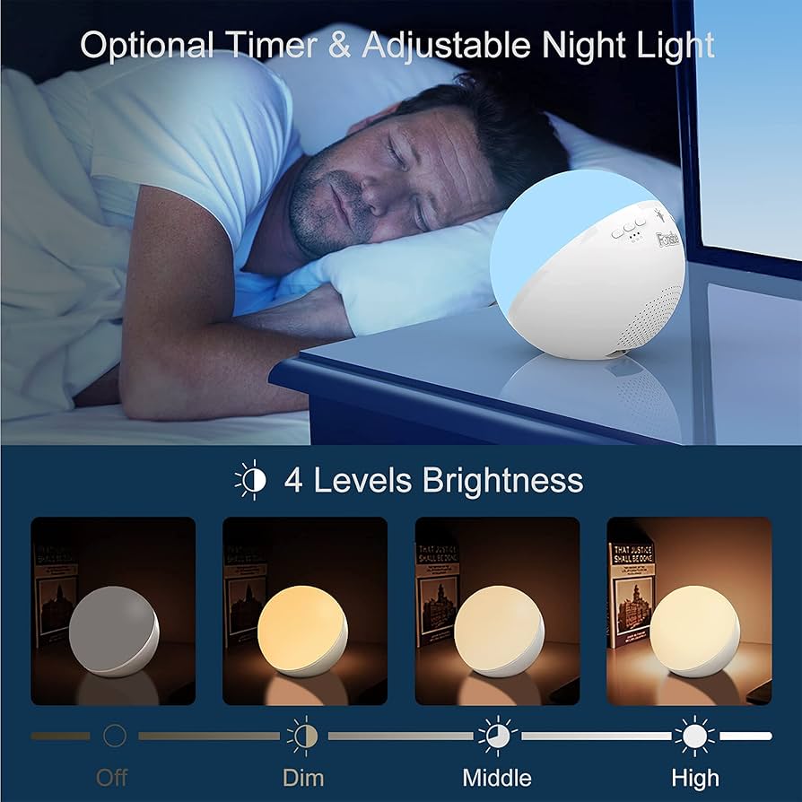 Fansbe White Noise Machine with Light, 12 Soothing Sounds