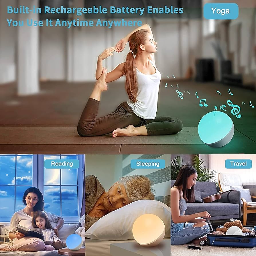 Fansbe White Noise Machine with Light, 12 Soothing Sounds