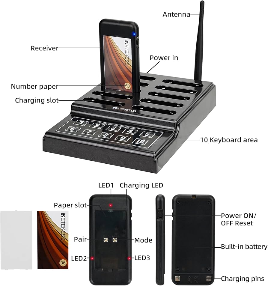 Retekess TD174 Restaurant Pager System 500M Restaurant Buzzer