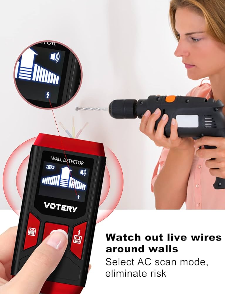 Wall Detector Scanner 6 in 1 Audible Alarm for Locating Power Lines Wooden Beams Metal Pipes
