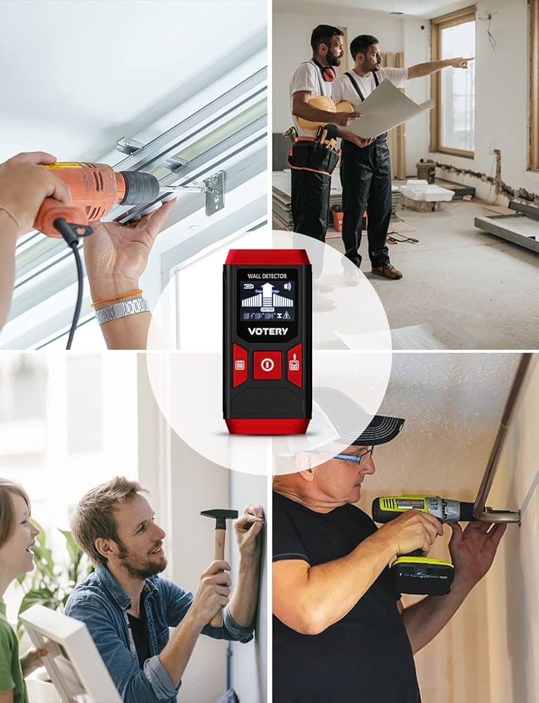 Wall Detector Scanner 6 in 1 Audible Alarm for Locating Power Lines Wooden Beams Metal Pipes