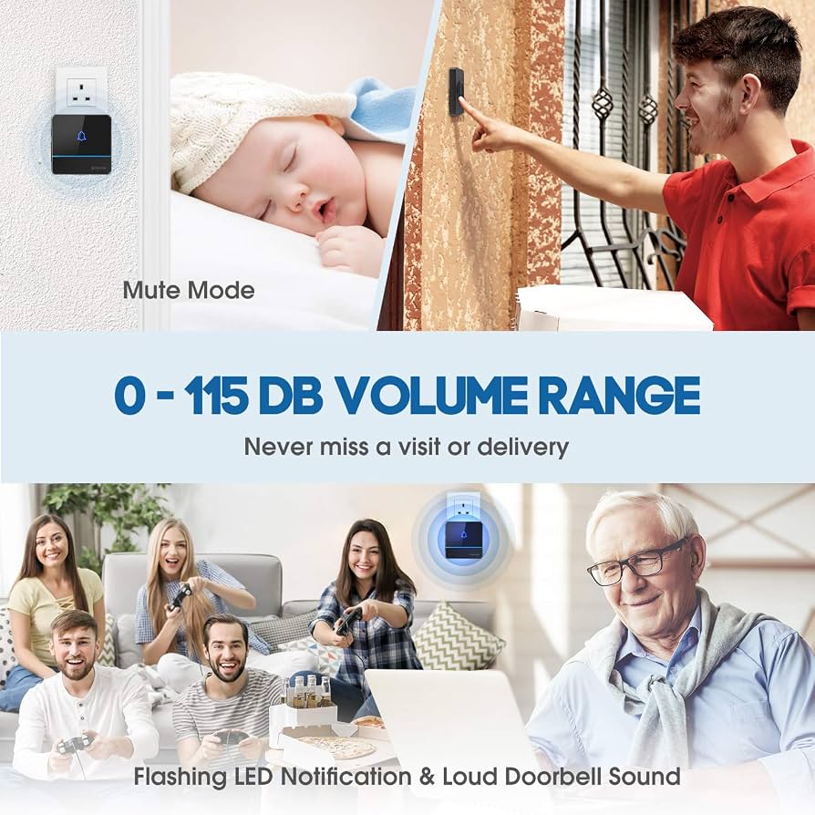 X-Sense Wireless Doorbell Waterproof IP55 Over 2,000 Feet