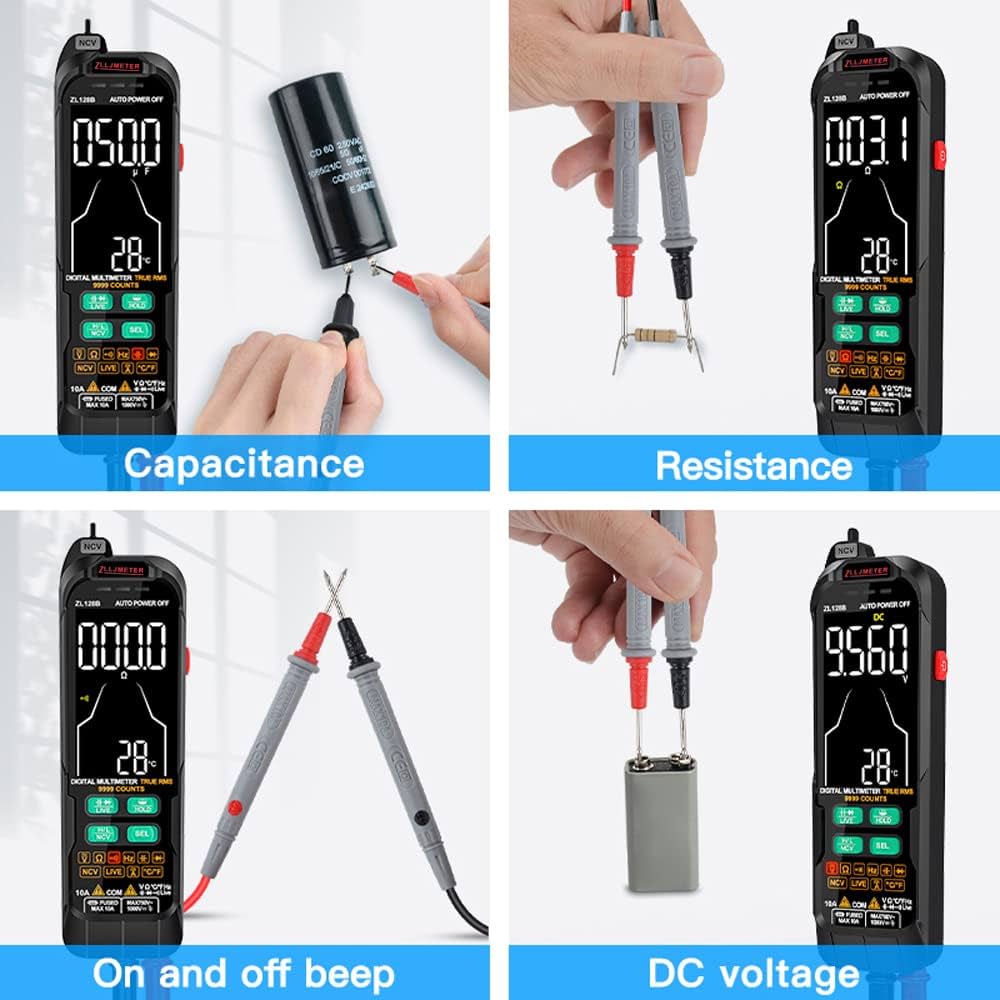 Digital Multimeter AC DC Voltage True RMS Capacitance Temp Detector Multitester