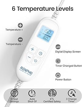 RENPHO Electric Heating Pad 6 Heat Levels for Neck Shoulder and Back