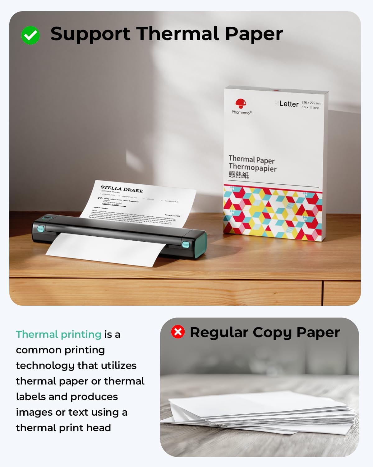 Phomemo Thermal Bluetooth Portable Printer Wireless for Travel