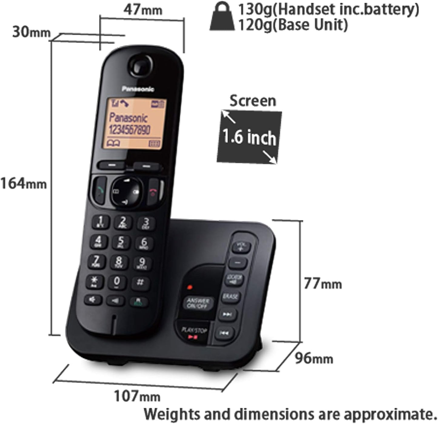 Panasonic KX-TGC220EB DECT Cordless Phone with Answering Machine