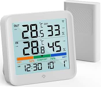 VOCOO Wireless Thermometer Indoor Outdoor Hygrometer with Sensor