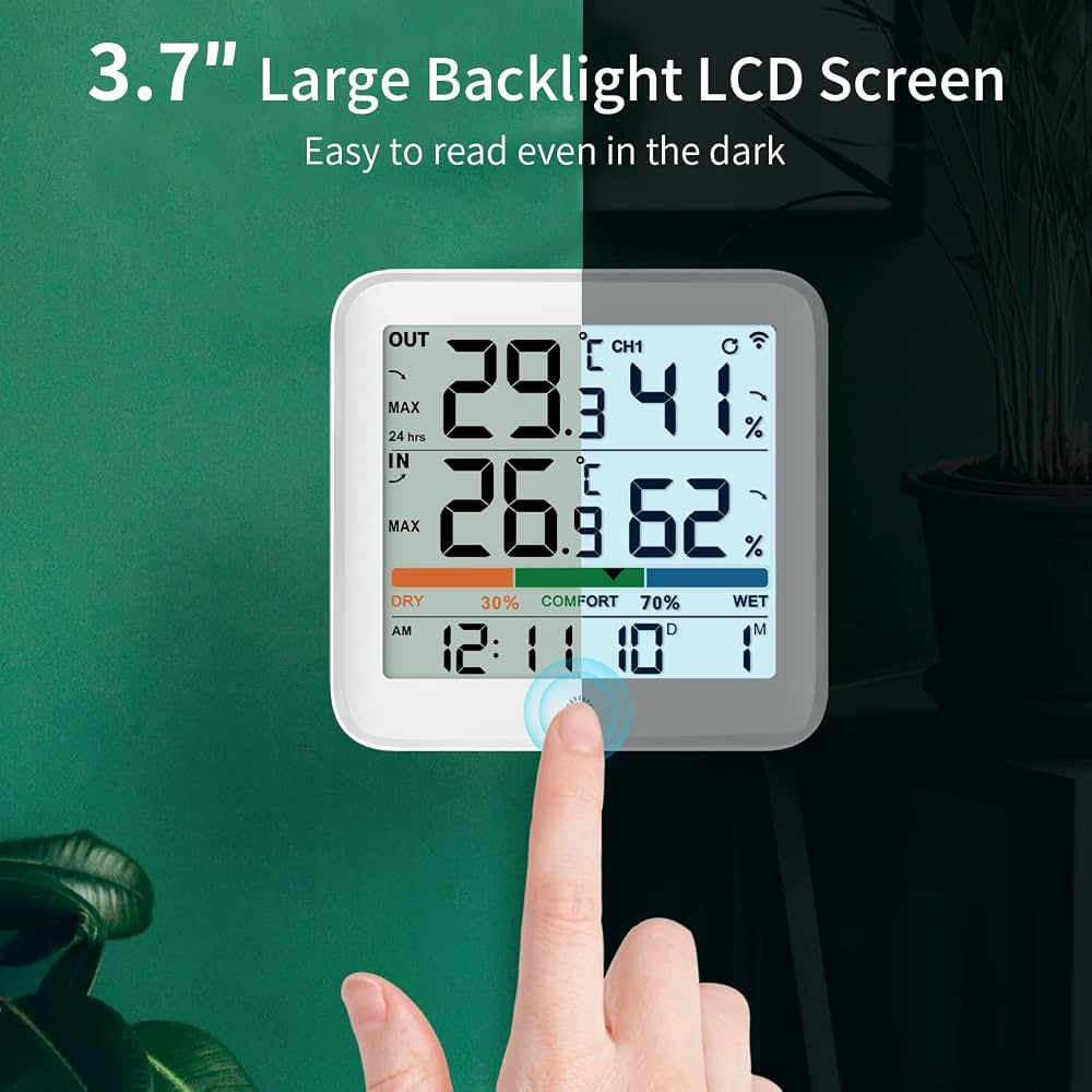VOCOO Wireless Thermometer Indoor Outdoor Hygrometer with Sensor