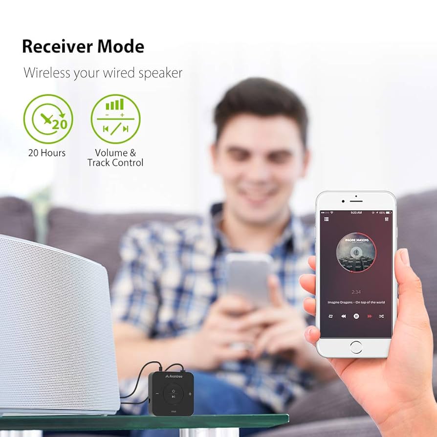 Avantree TC417 Bluetooth Transmitter Receiver for TV, Optical Digital Toslink, Volume Control for 3.5mm AUX, RCA, 20H Playtime, aptX Low Latency Wireless Audio Adapter for Headphones, Home Stereo