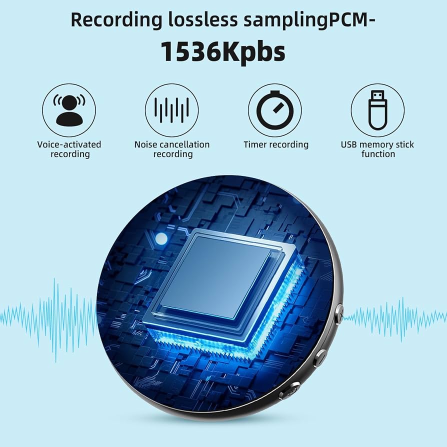 Magnetic 64GB Voice Recorder with Voice Recognition and Noise Reduction