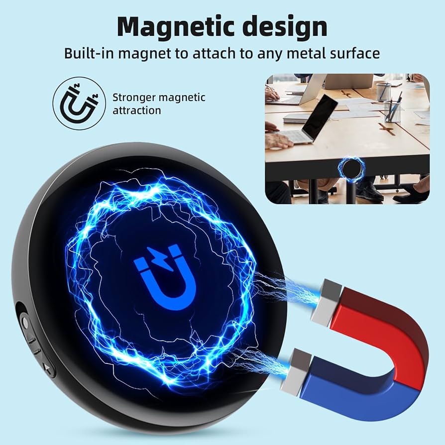 Magnetic 64GB Voice Recorder with Voice Recognition and Noise Reduction