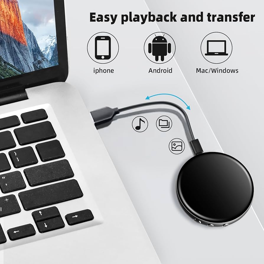 Magnetic 64GB Voice Recorder with Voice Recognition and Noise Reduction