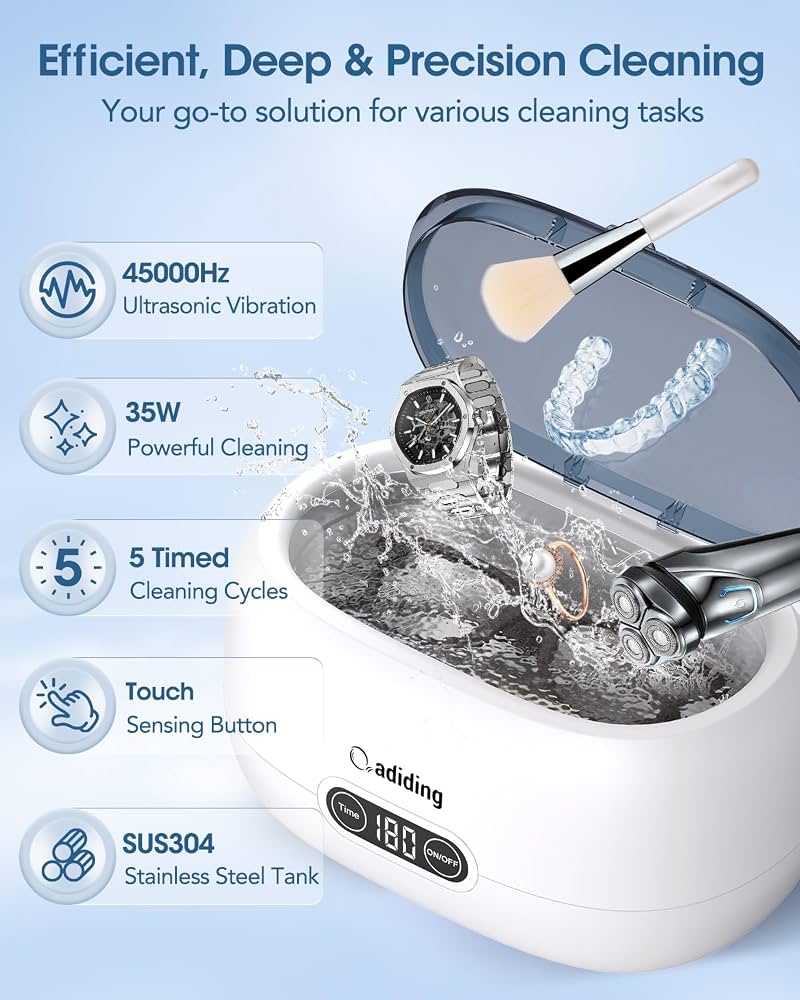 Adiding Jewelry Cleaning Machine, 650mL Ultrasonic Glasses Rings