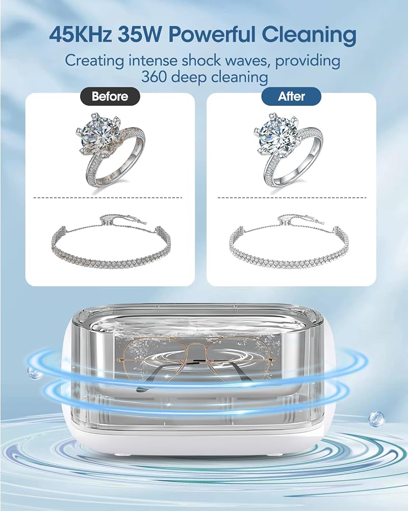 Adiding Jewelry Cleaning Machine, 650mL Ultrasonic Glasses Rings