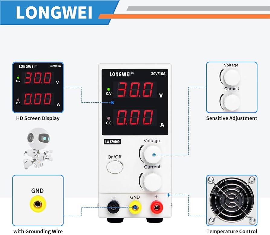 LONGWEI DC Power Supply Variable,0-30 V / 0-10 A