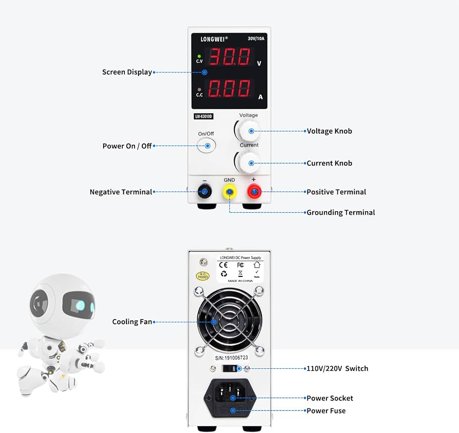 LONGWEI DC Power Supply Variable,0-30 V / 0-10 A