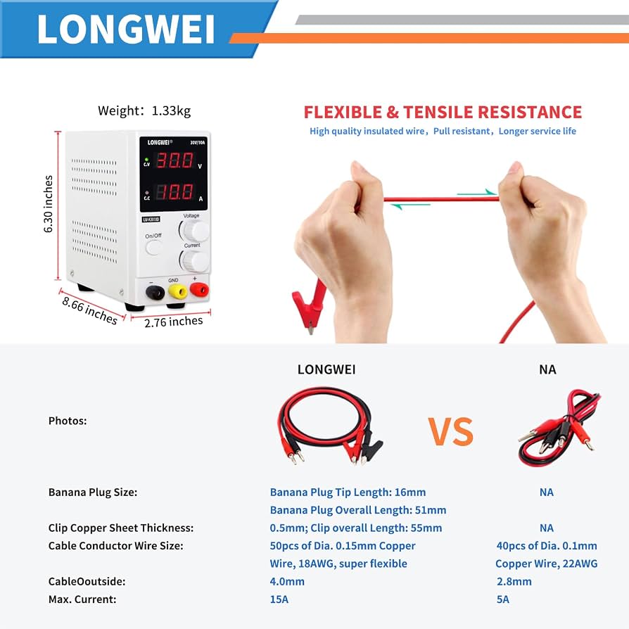 LONGWEI DC Power Supply Variable,0-30 V / 0-10 A