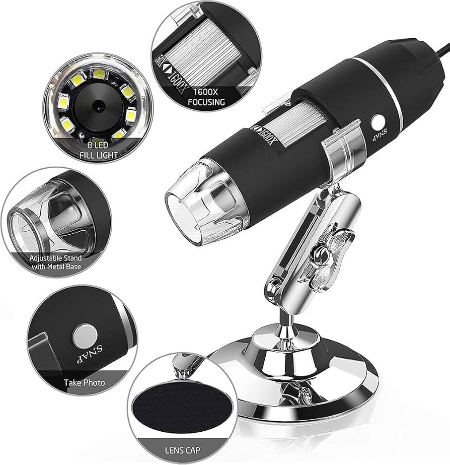 USB Digital Microscope 1600x 8 LED Magnification Endoscope Camera