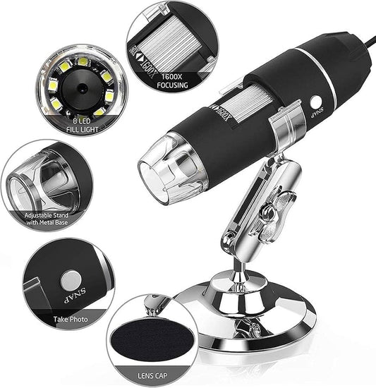USB Digital Microscope 1600x 8 LED Magnification Endoscope Camera
