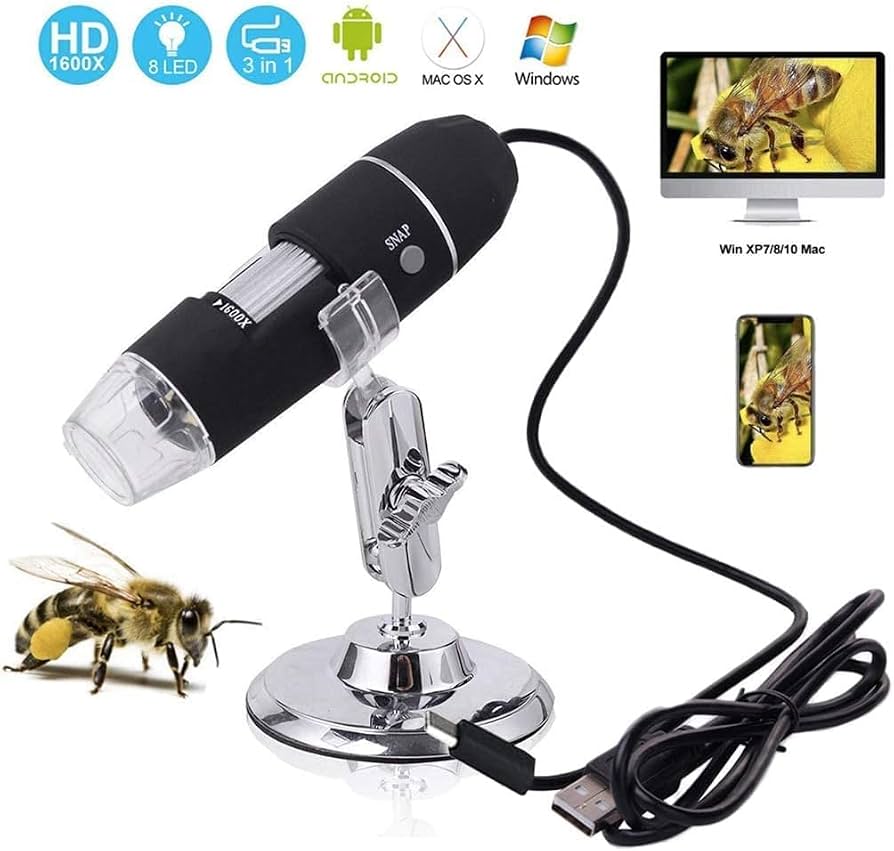 USB Digital Microscope 1600x 8 LED Magnification Endoscope Camera