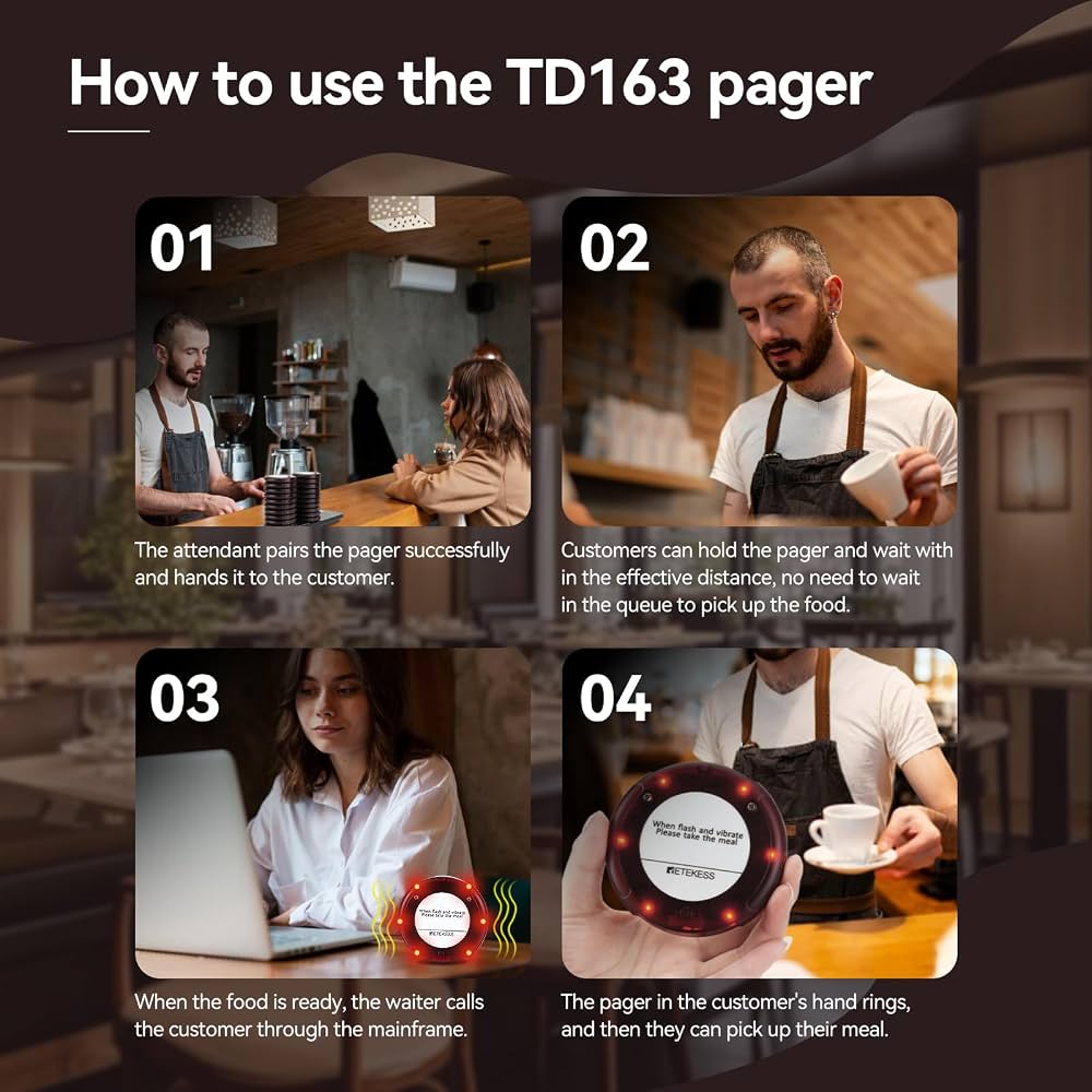 Retekess TD163 Restaurant Pager and Beepers System 500M
