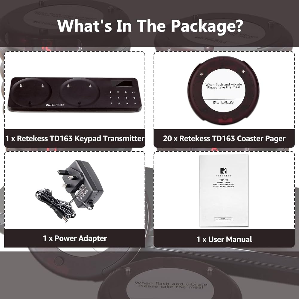 Retekess TD163 Restaurant Pager and Beepers System 500M