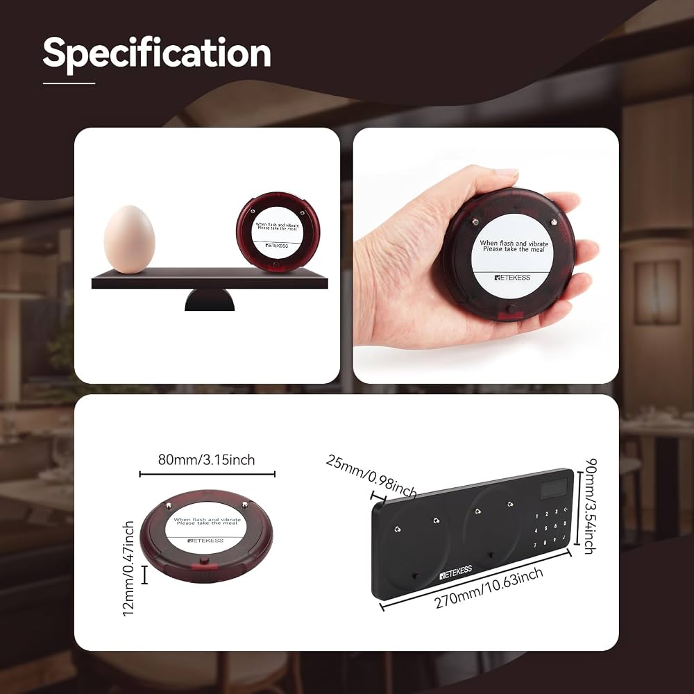 Retekess TD163 Restaurant Pager and Beepers System 500M