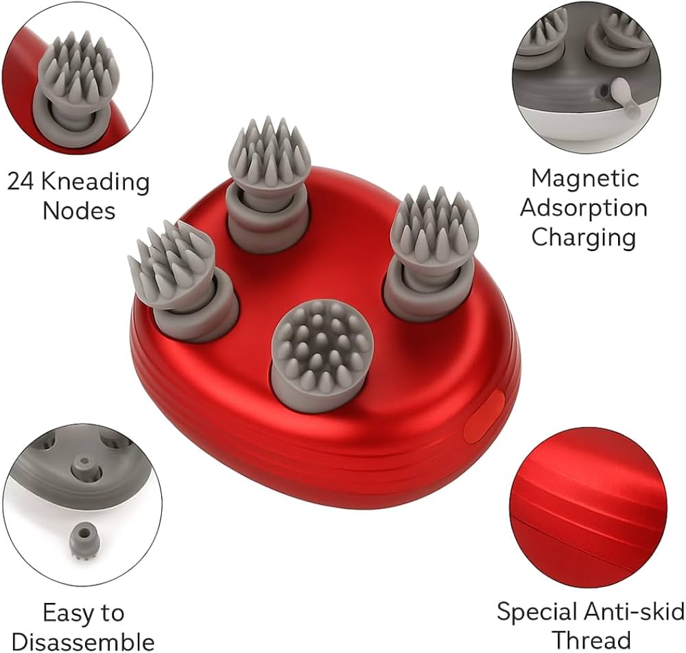 Smart Scalp Massager with 4 Interchangeable Heads Electric Head Massager