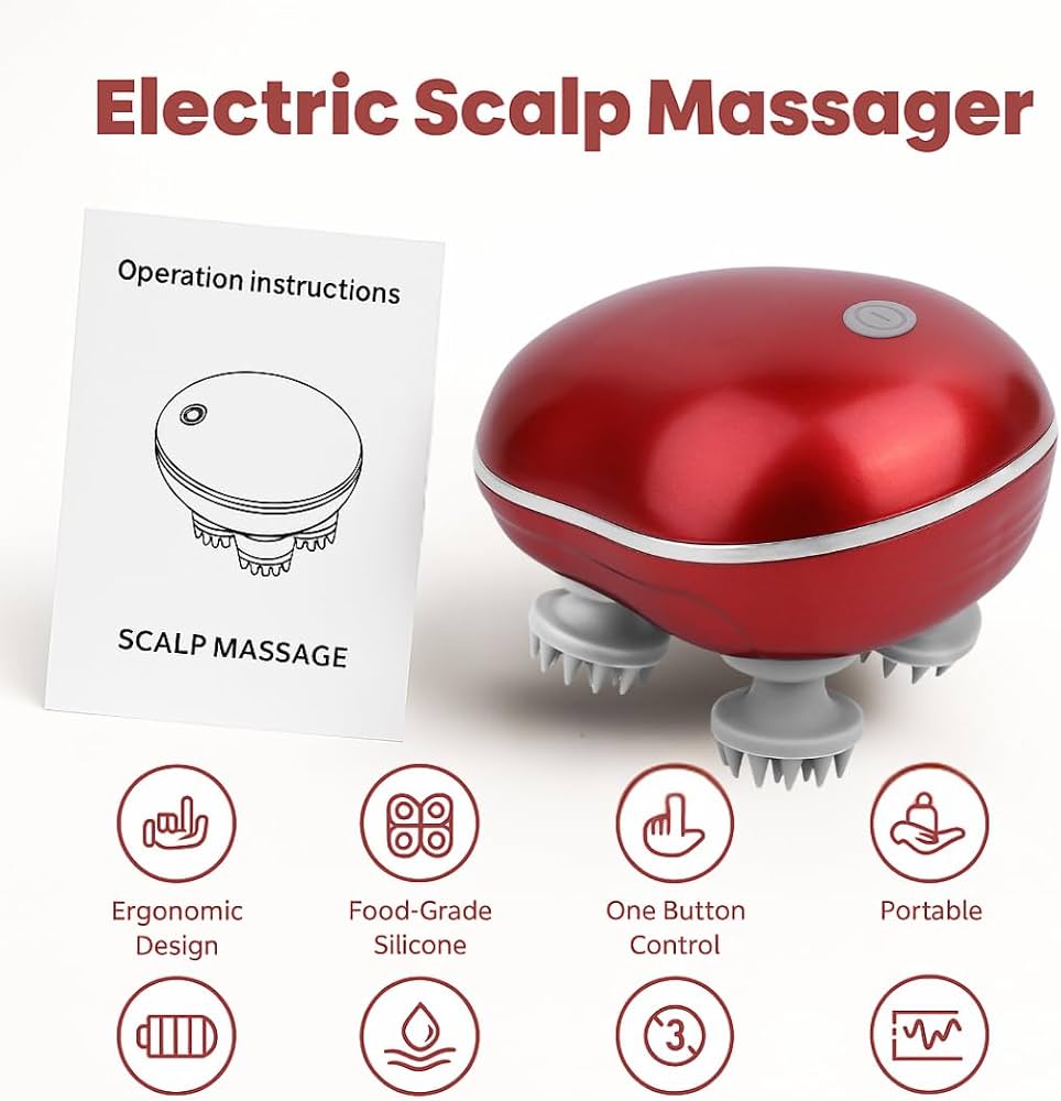 Smart Scalp Massager with 4 Interchangeable Heads Electric Head Massager