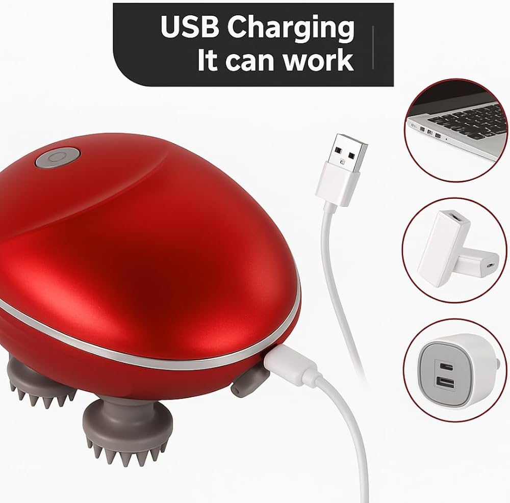 Smart Scalp Massager with 4 Interchangeable Heads Electric Head Massager