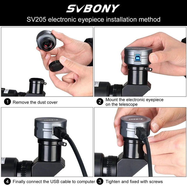 Svbony SV205 1.25" 8MP USB 3.0 Digital Color Astronomy Electronic Telescope Camera with Eyepiece