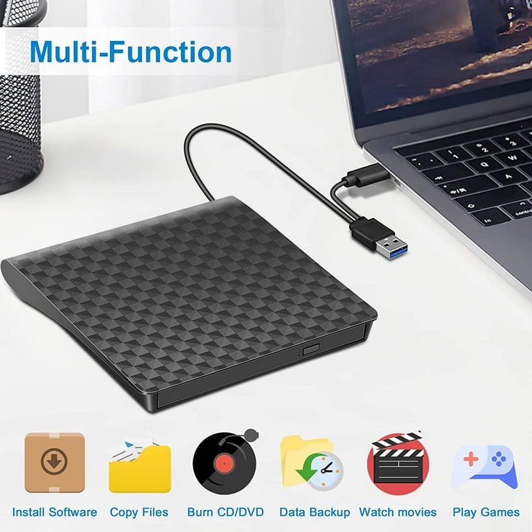 External DVD Drive, Amicool USB 3.0 Type-C CD DVD +/-RW Optical Drive USB C Burner Slim CD/DVD ROM