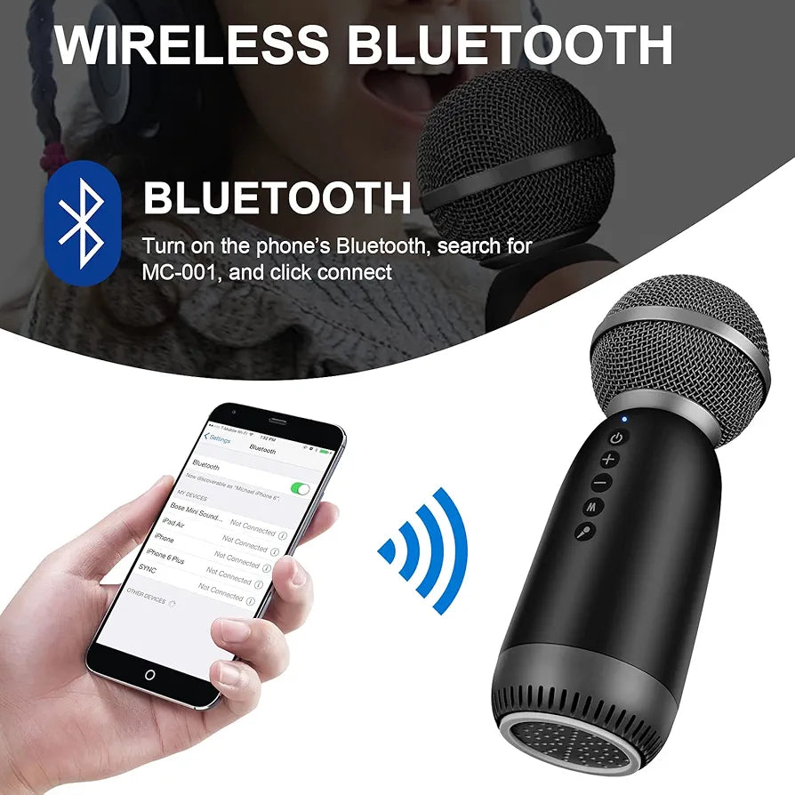 Aokeo Wireless Microphones Bluetooth Speaker, Wireless Karaoke Mic for Kids Children Mic for Singing Portable Karaoke Machine Mic for Home Birthday Party