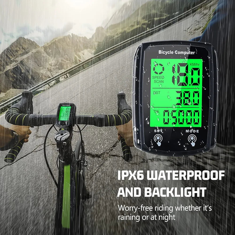 Bike Computer 668 , MPH KM/H Bicycle Computer, Digital LCD Backlight Display Bike Speedometer, Waterproof